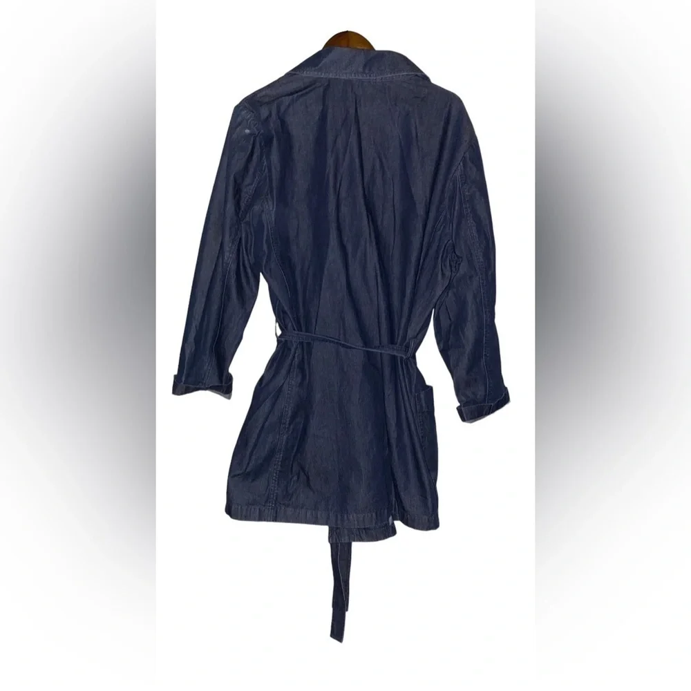 Talbot Notch Double Breasted‎ Self Tie Denim Coat Jacket Plus Women 20W Casual